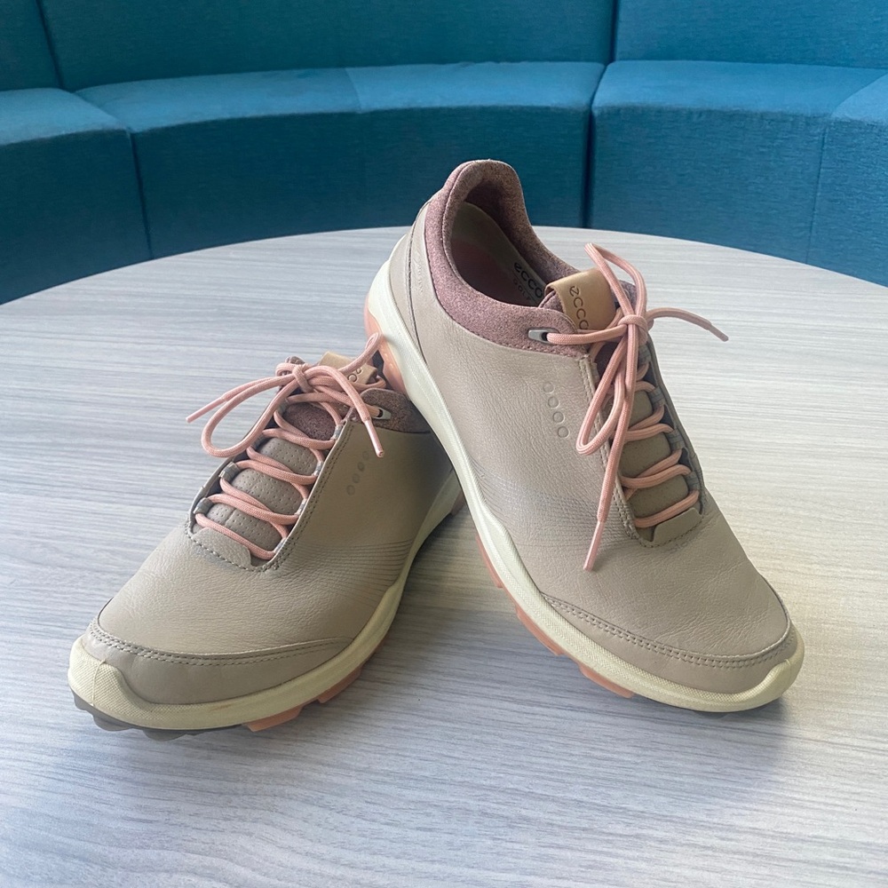 Ecco Cream and Pink Sneakers